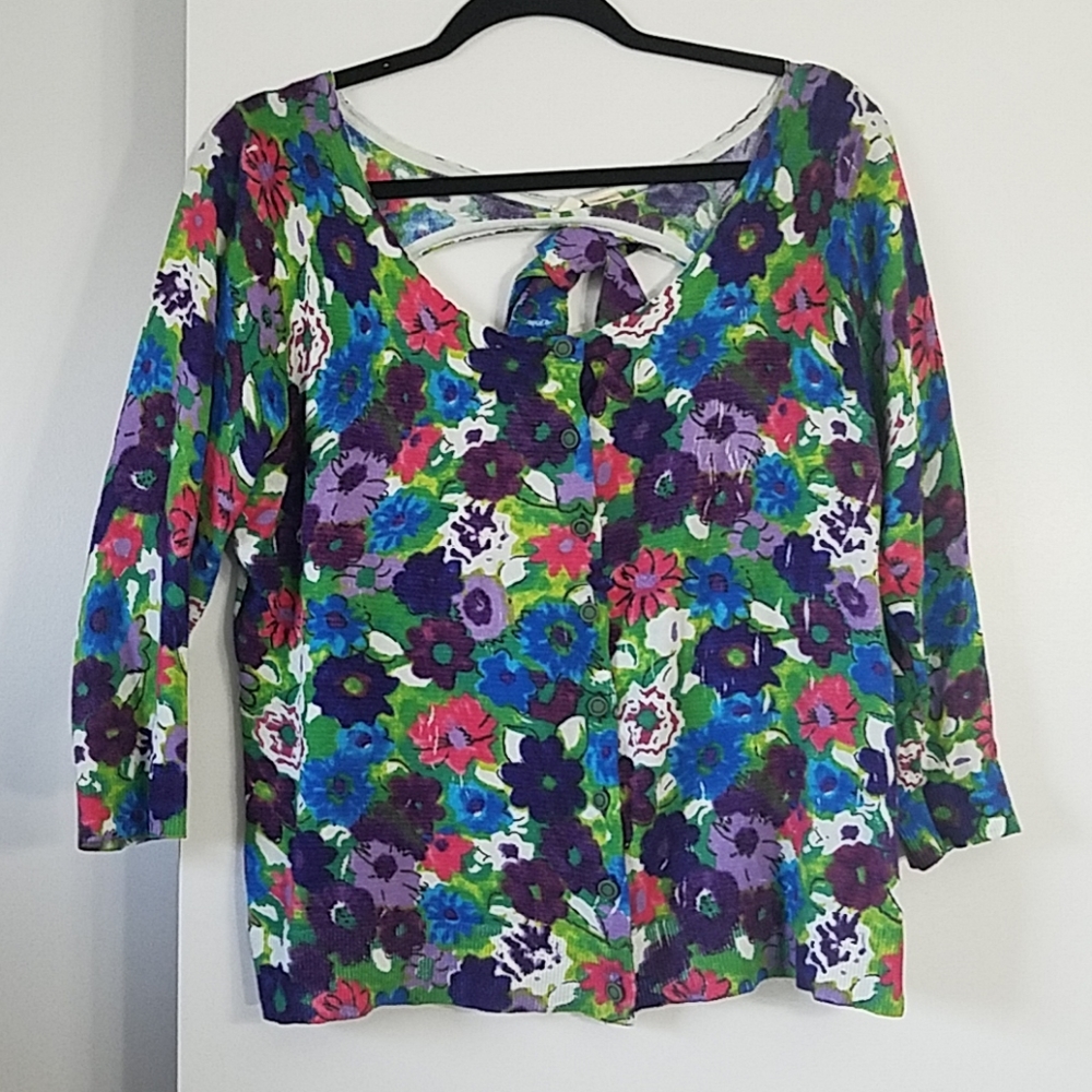 Anthropologie Multicolor Floral Cardigan
